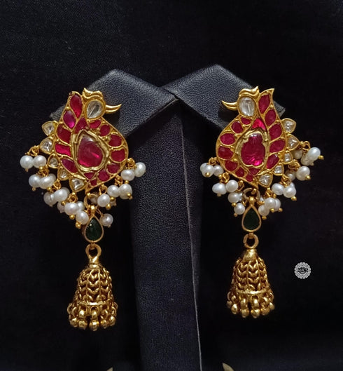 925 Kundan Peacock Jhumka
